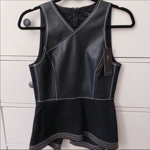BCBG Black leather top